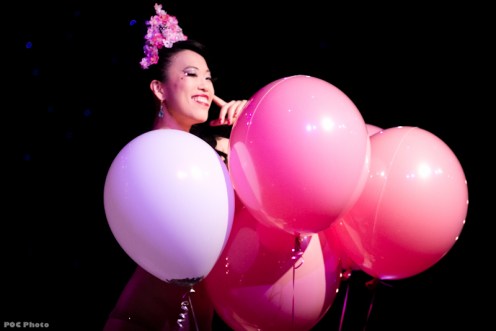 Burlesque Royale's Producer, The Shanghai Pearl, in her Cherry Blossom act (POC Photo)