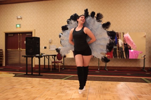 Michelle L'amour "Stripping Behind the Fans" (Photo by Don Spiro)