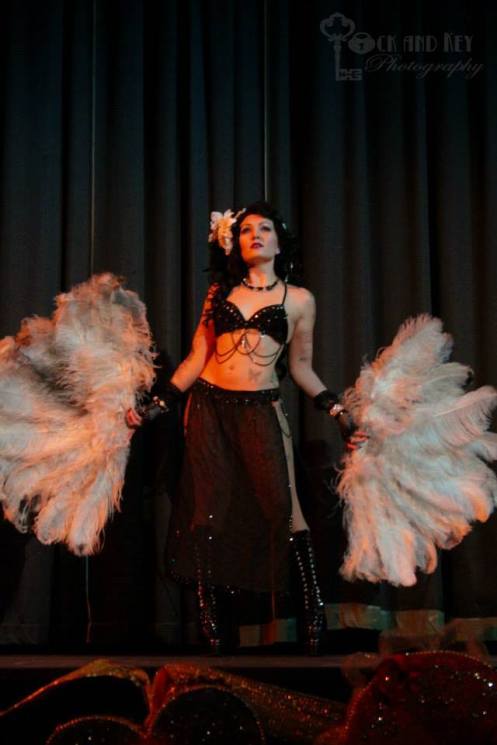 Princess Lucky Buttons of Olympia's Own TUSH! Burlesque performs her S+M Fan Dance (Photo courtesy of Israel Caine of Lock and Key Photography)