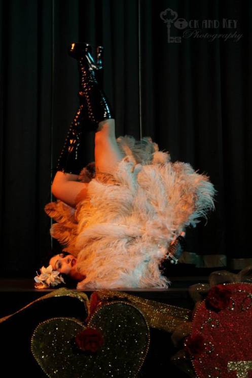 Princess Lucky Buttons' fan dance floor work (Photo courtesy of Israel Caine of Lock and Key Photography)